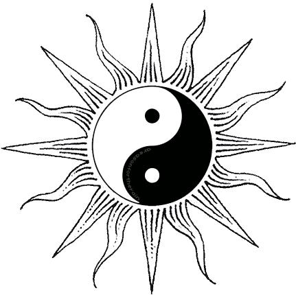 ✪☯☮ॐ American Hippie Psychedelic Art ~ Yin Yang Sun - Yin And Yang Sun (450x442), Png Download
