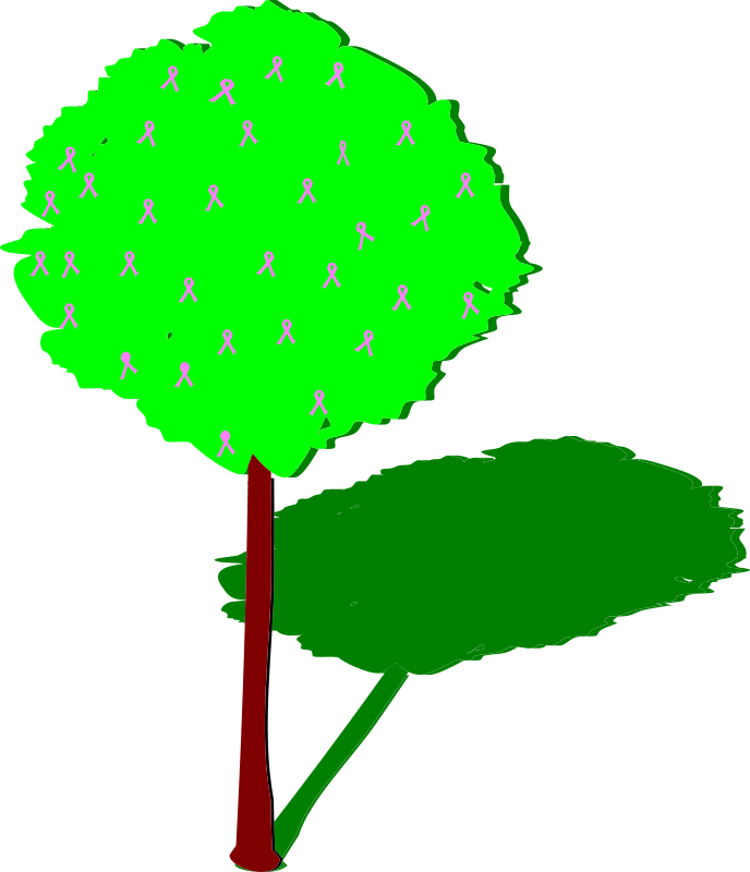 Tree Of Life With Pink Ribbons And Shadow - Shadow Of A Tree (688x800), Png Download