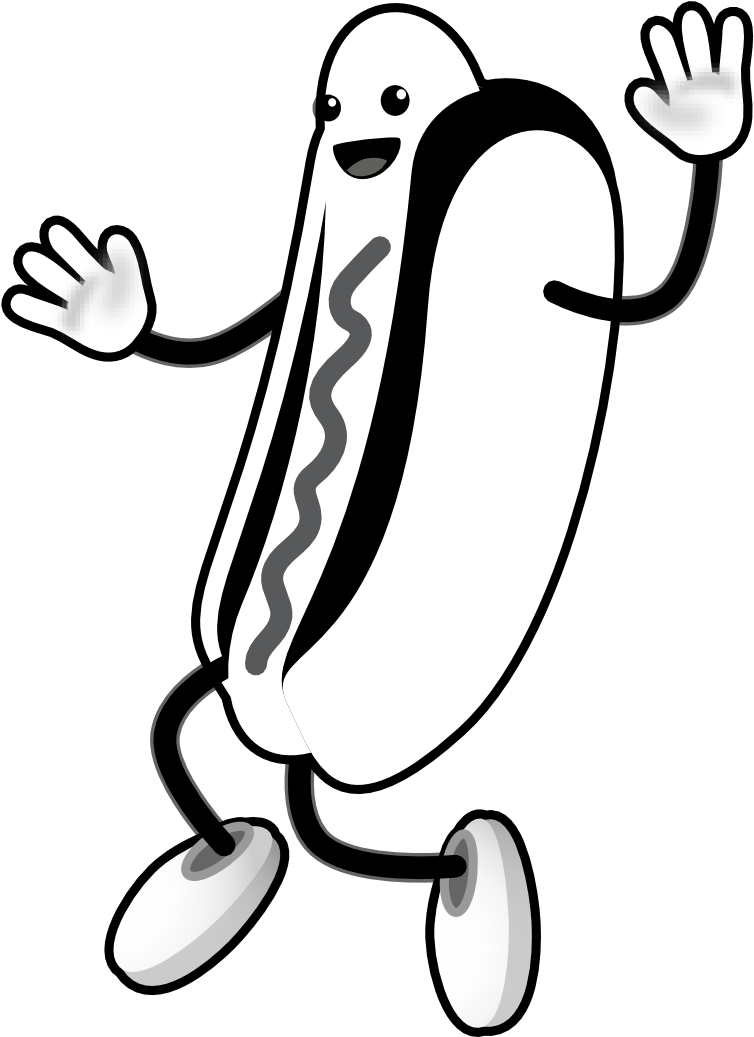Hotdog-bw - Hot Dog Gif Png (1000x1129), Png Download