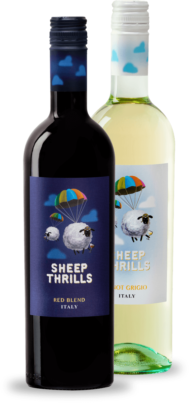 A Bottle Of Sheep Thrills Red Wine Along Side A Bottle - Wine (618x1292), Png Download
