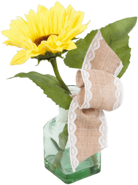 Silk Sunflower Vase - Vase (500x611), Png Download