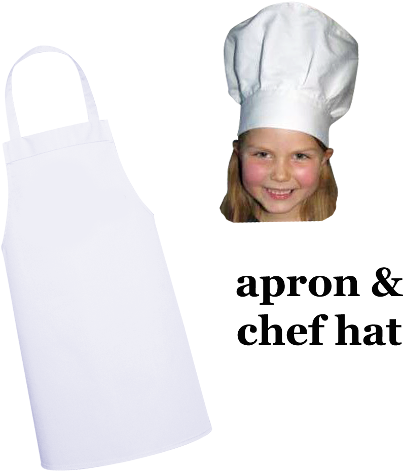 Apron And Chef Hat - Kid's Chef Apron Hat Rolling Pin Spoon Cooking Set, (1000x1000), Png Download