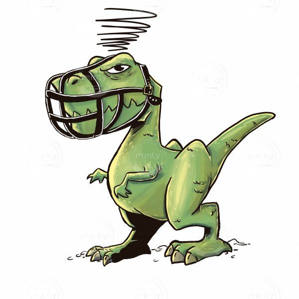 An Angry T-rex Dinosaur Because He Is Muzzled And Can - Angry T Rex (600x600), Png Download