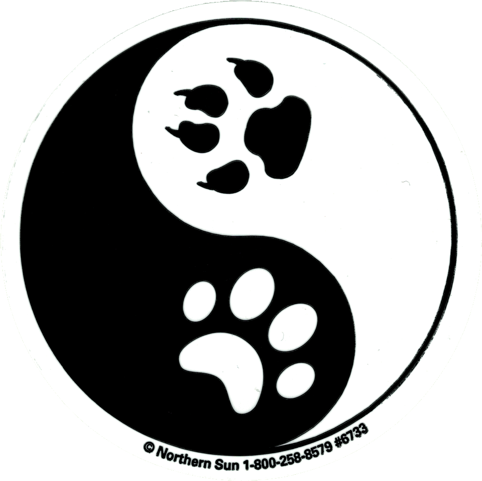 Yin Yang Paw Prints - Paws Yin Yang Sticker (1000x998), Png Download