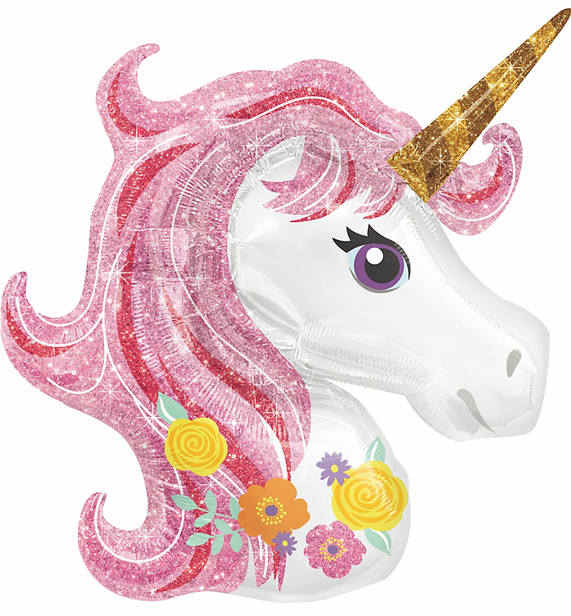Pink Sparke Unicorn Foil Balloon (800x1088), Png Download