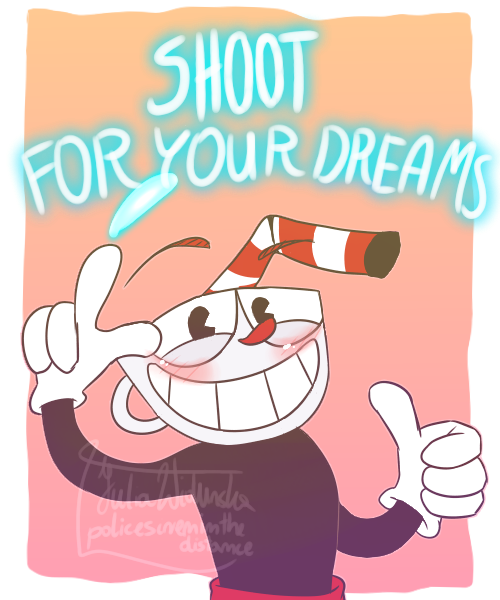 Cuphead Motivation Cuphead Fanart Positivity Policesireninthedistance - Motivation (500x600), Png Download