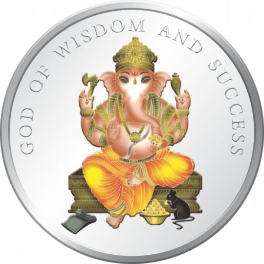 5 Gram Enamelled 999 Silver Coin Of Lord Ganesha - Coin (540x540), Png Download
