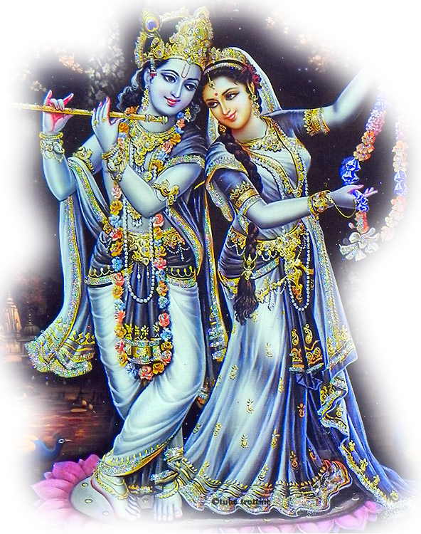 Couple Divinités Hindous Krishna Et Radha - Hindu God Krishna And Radha (592x750), Png Download