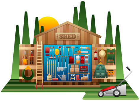 Shed Garden Tool Gardening - Clipart Shed (473x340), Png Download
