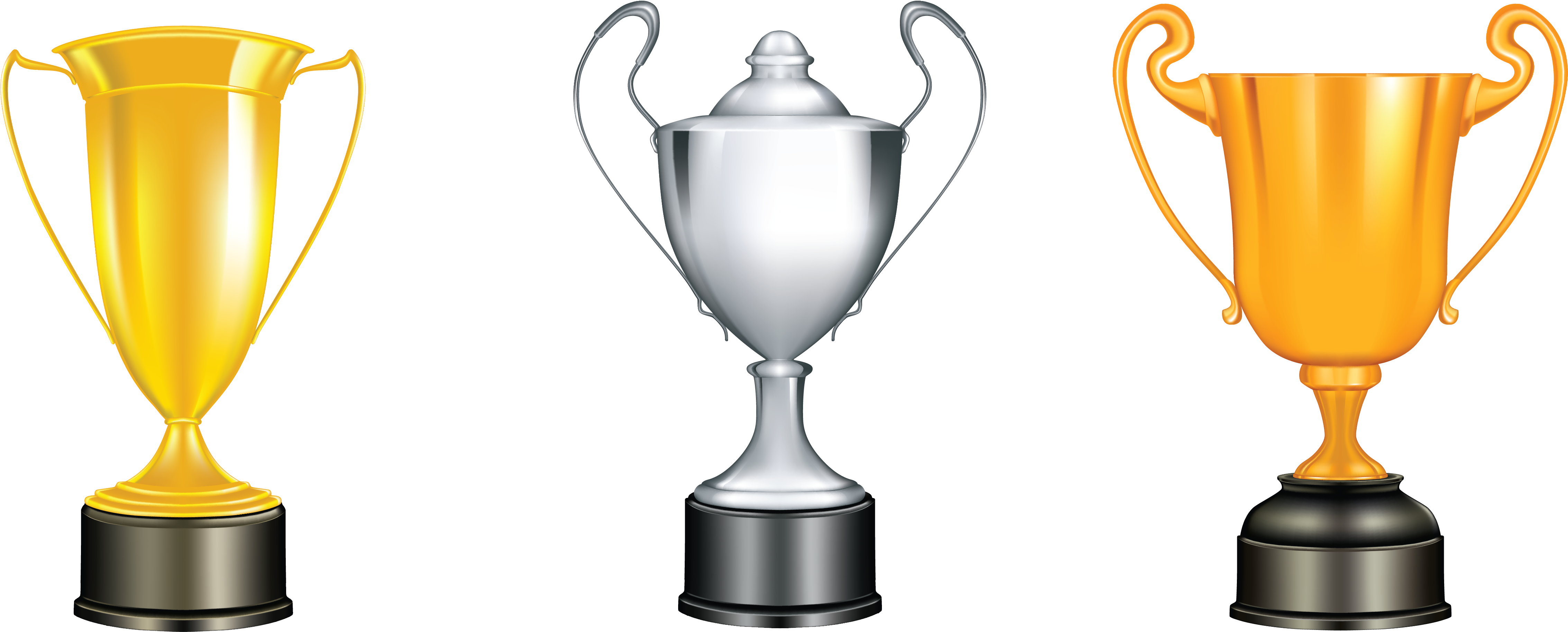 Black And White Trophy Clipart Mom Free - Gold Bronze Silver Png (4758x2014), Png Download