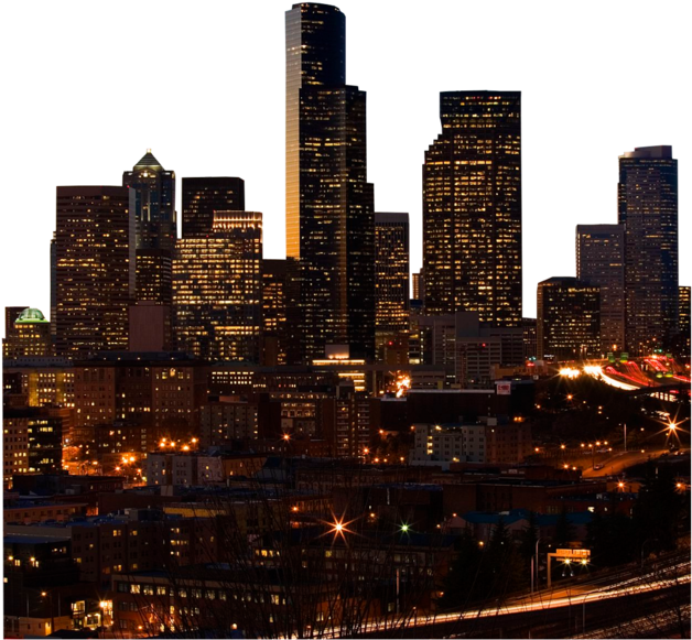 Download Seattle City Skyline - Night Building Wallpaper Hd PNG Image with  No Background 