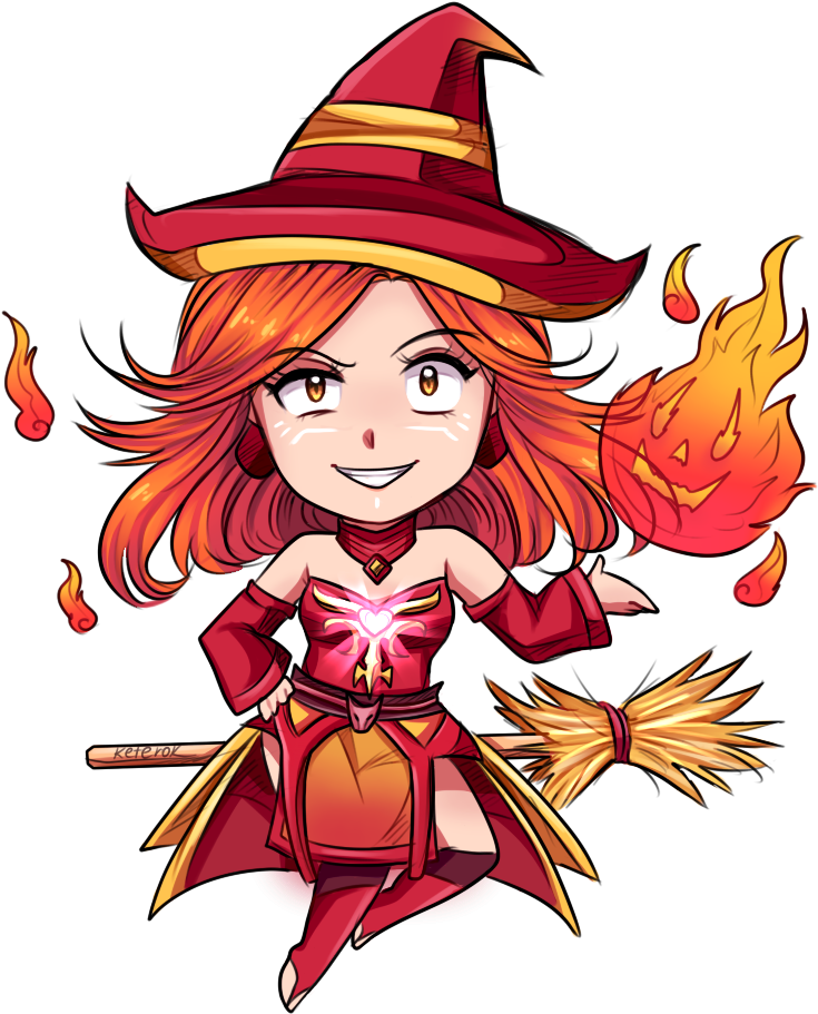 Lina, The Fire Witchartwork - Cartoon Fire Witch (950x950), Png Download