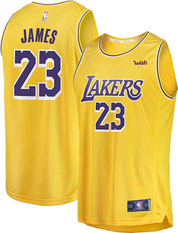Los Angeles Lakers Lebron James Replica Jersey - Lebron James Lakers Jersey Yellow (450x600), Png Download