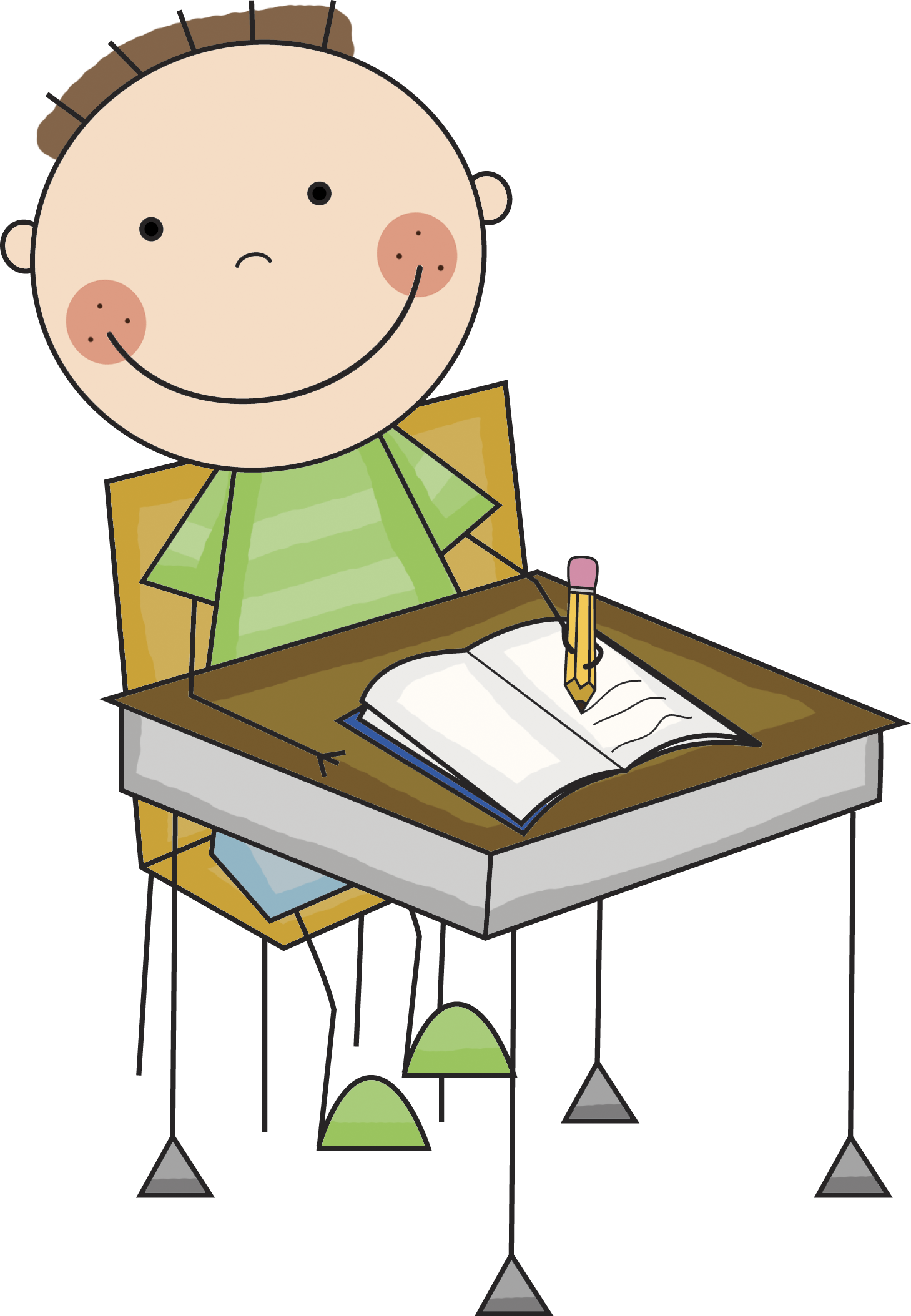 Kids Writing Clip Art Cliparts And Others Art Inspiration - Student At Desk Clipart (1328x1918), Png Download