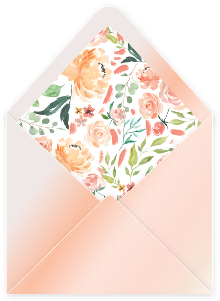 Peaches And Cream Envelope Liner Metallic Peach - Watercolor-blumentrauzeugin-foto-andenken Karte (455x598), Png Download