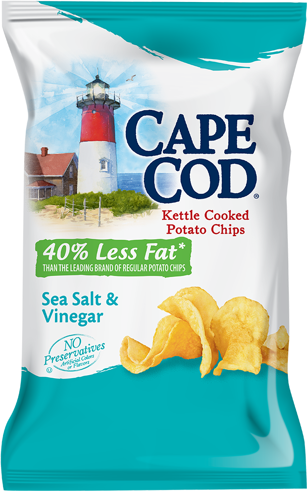 40% Less Fat Sea Salt - Cape Cod Original Kettle Cooked Potato Chips - 8.5 (615x1000), Png Download