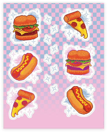 Pixel Junk Food Sticker/decal Sheet - Pixel Junk Food (484x484), Png Download