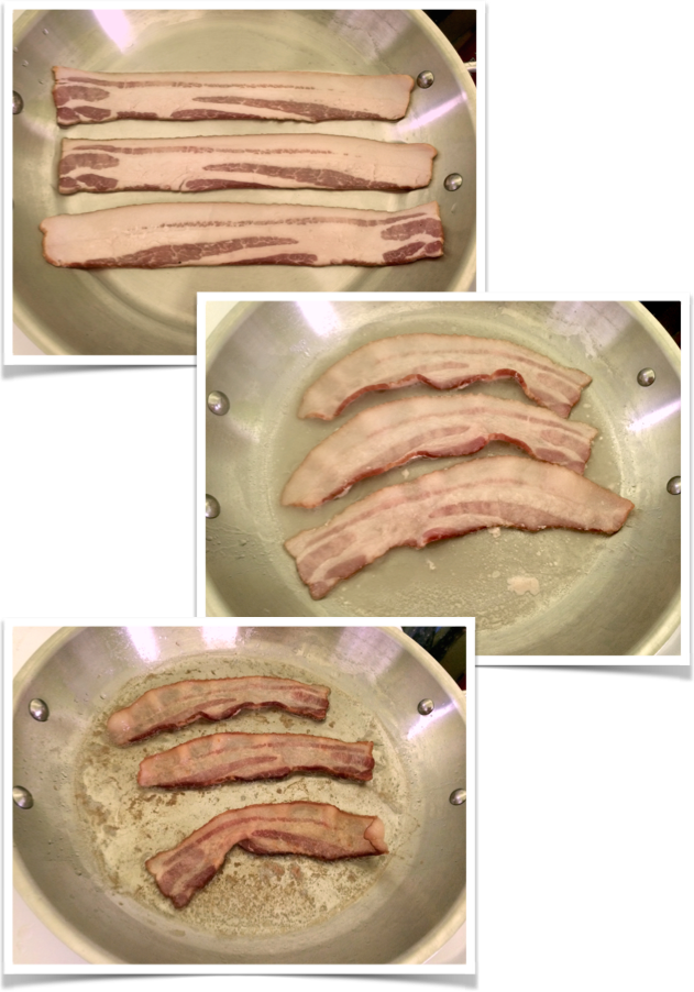 Bacon Cooking Steps Using The Wet Method - Cooked Vs Uncooked Bacon (631x902), Png Download