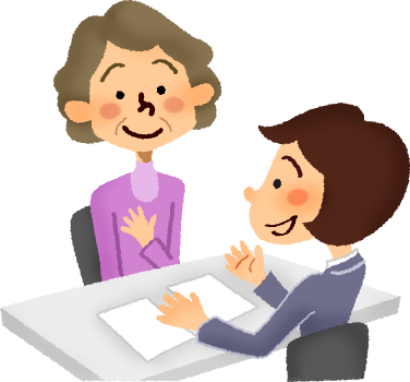 Smiling Senior Woman Having Consultation - Businessperson (376x350), Png Download