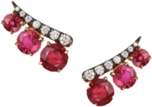 Prive Ruby And Diamond Ear Climbers (935x763), Png Download