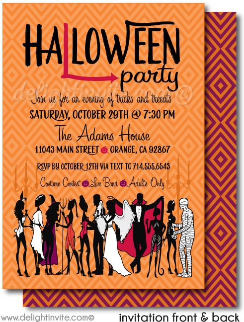 Costumes And Cocktails Adult Halloween Invitations - Birthday (497x675), Png Download
