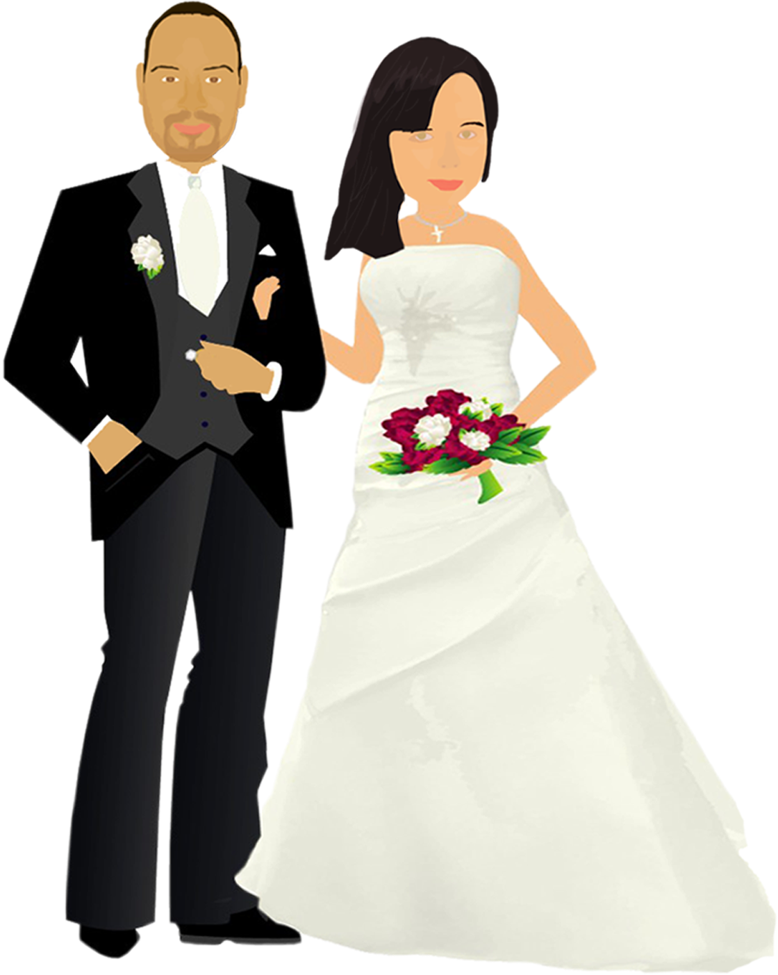 Cartoon Wedding Dress Png - Wedding (1148x1434), Png Download