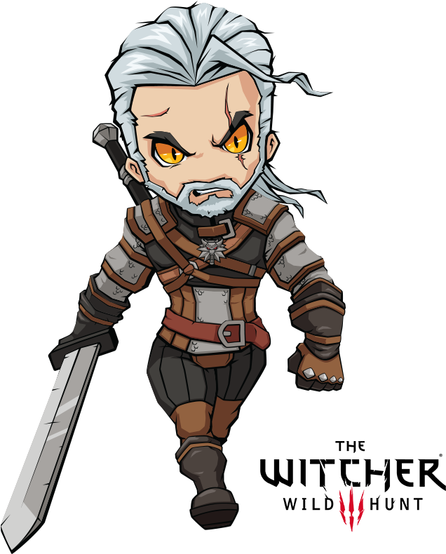 The Witcher Clipart Wild Hunt - Geralt The Witcher Chibi (800x800), Png Download