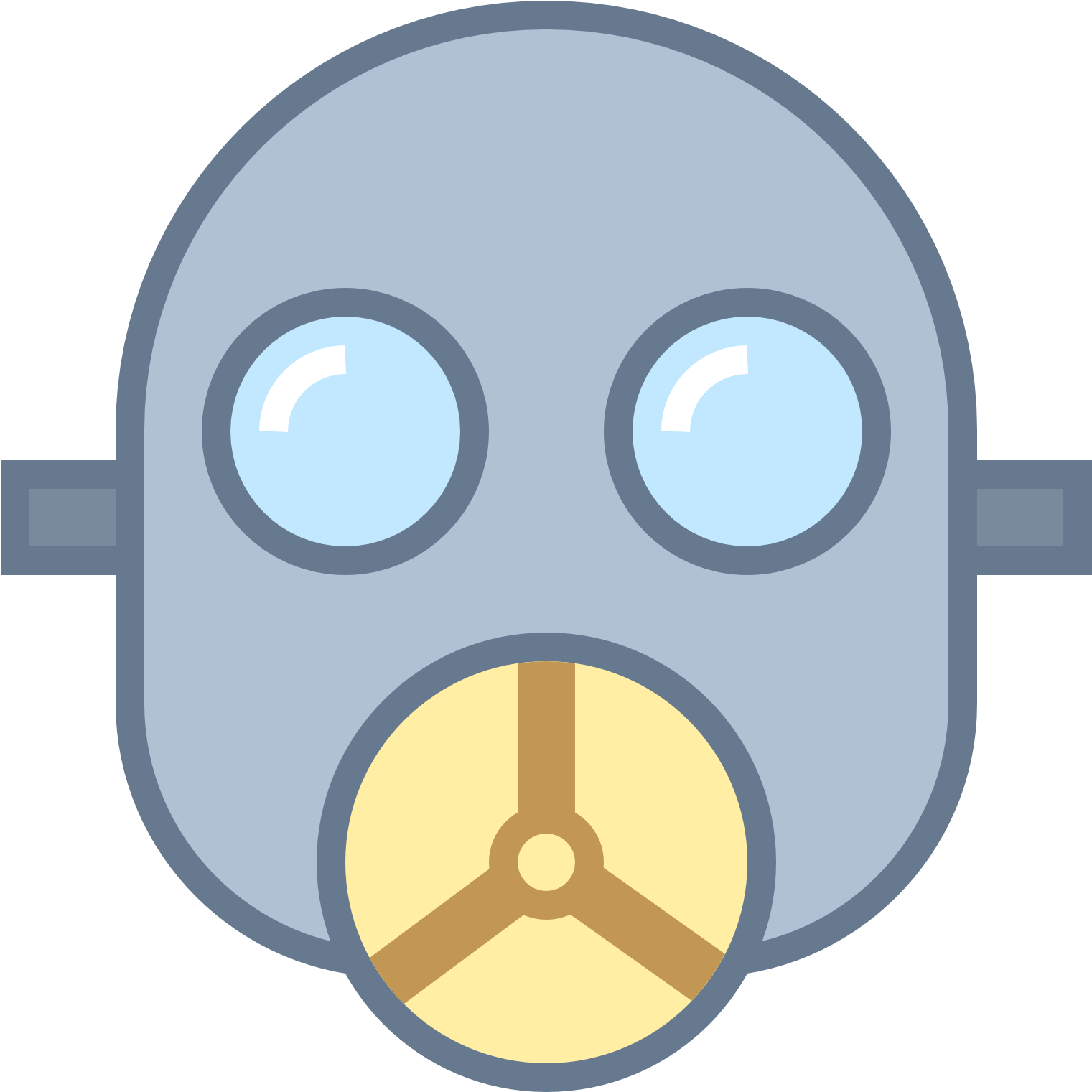 This Icon Is A Hairless Face That Has A Gas Mask On - Clip Art (1600x1600), Png Download
