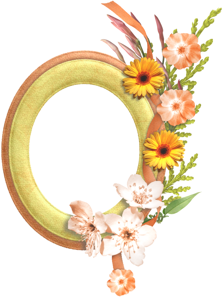Gold Flower Frame Transparent Background - Flower Oval Frame Png (771x1024), Png Download