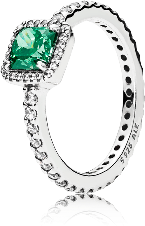 Silver Ring With Green And Clear Cubic Zirconia - Pandora Timeless Elegance Ring (1000x1000), Png Download