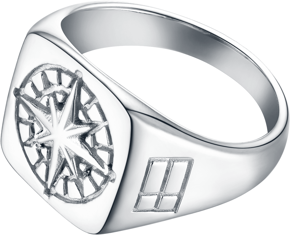 Compass Signature - Silver Ring - Northern Legacy Compass Signature Ring Silver (1500x1500), Png Download