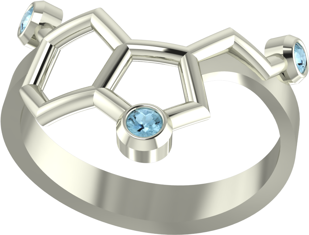 Molecule Serotonin "happiness" Sterling Silver Ring - Serotonin Ring (1920x1080), Png Download