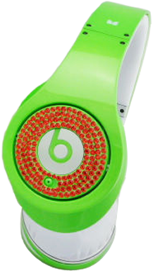 Beats By Dre Studio Red Diamond With Green Headphones - Red And Green Headphones (400x420), Png Download