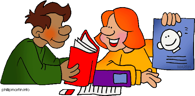 Friends Clipart Teacher - Phillip Martin Clip Art Reading (648x338), Png Download