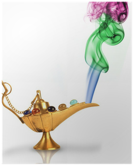 Aladdin's Magic Lamp With Pearls And Colorful Smoke - Three Wishes (400x400), Png Download