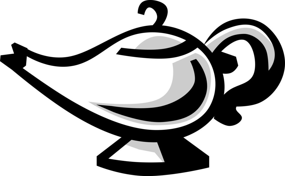 Vector Illustration Of Aladdin's Magic Lamp Or Lantern - Lampada De Genio Vetor (1129x700), Png Download
