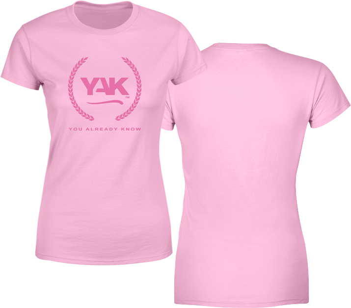 Yak Short Sleeve Ladies Pretty Pink T Shirt 4 Front - Shirt (1038x924), Png Download