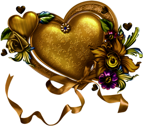 Golden Heart Png (500x463), Png Download
