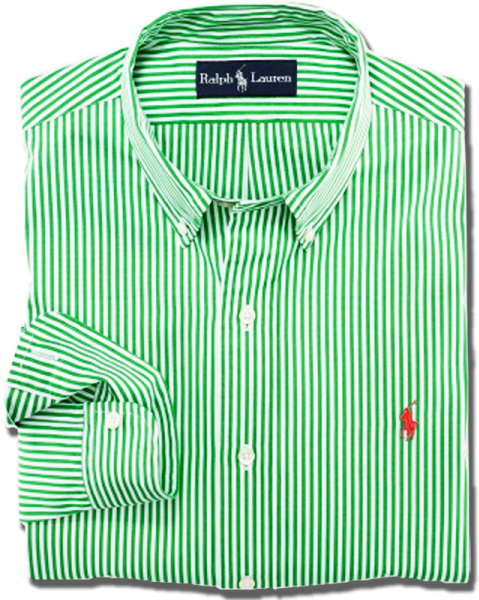 ~ralph Lauren Green Striped Small Pony Custom Fit Long - Ralph Lauren Green Shirts (600x600), Png Download
