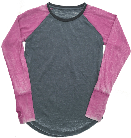 Picture Of Burnout Grey/pink Baseball Shirt - Shirt (550x550), Png Download