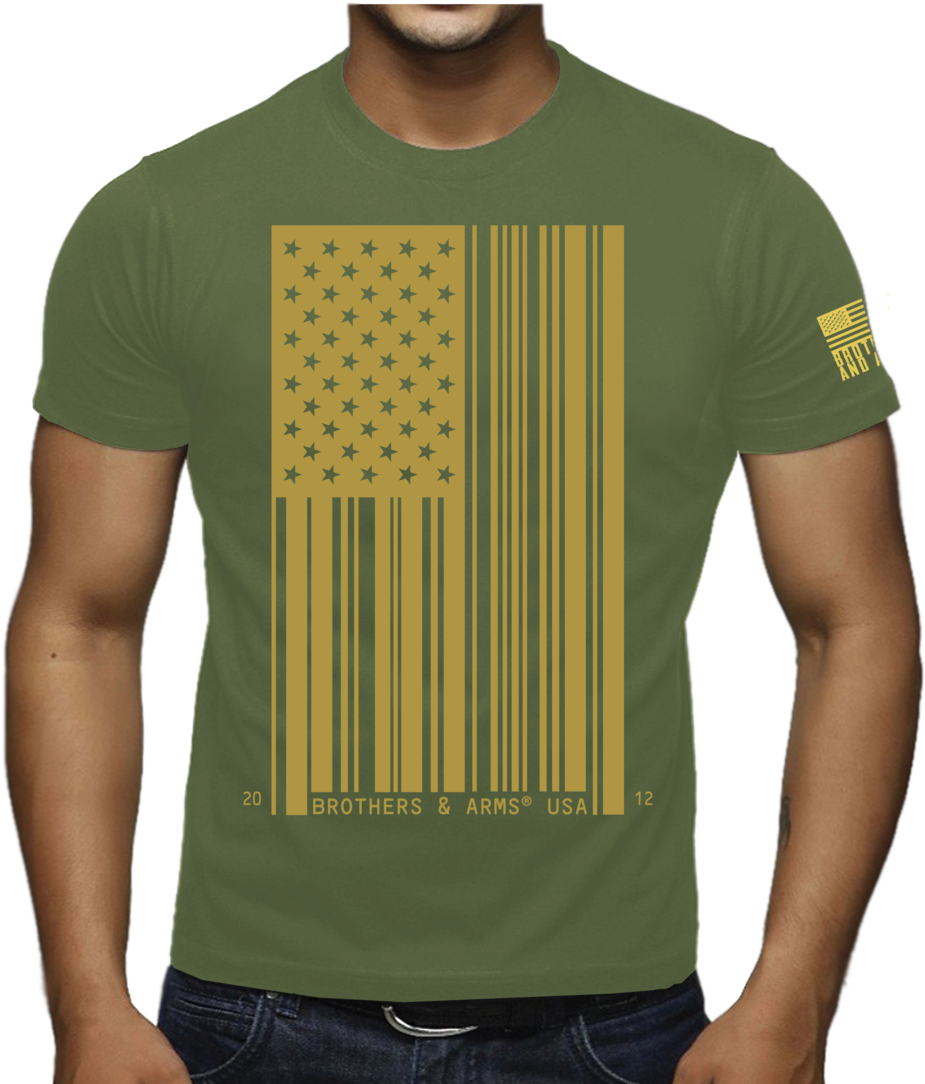 2017 Bar Code Flag Mil Green Web (1000x1083), Png Download