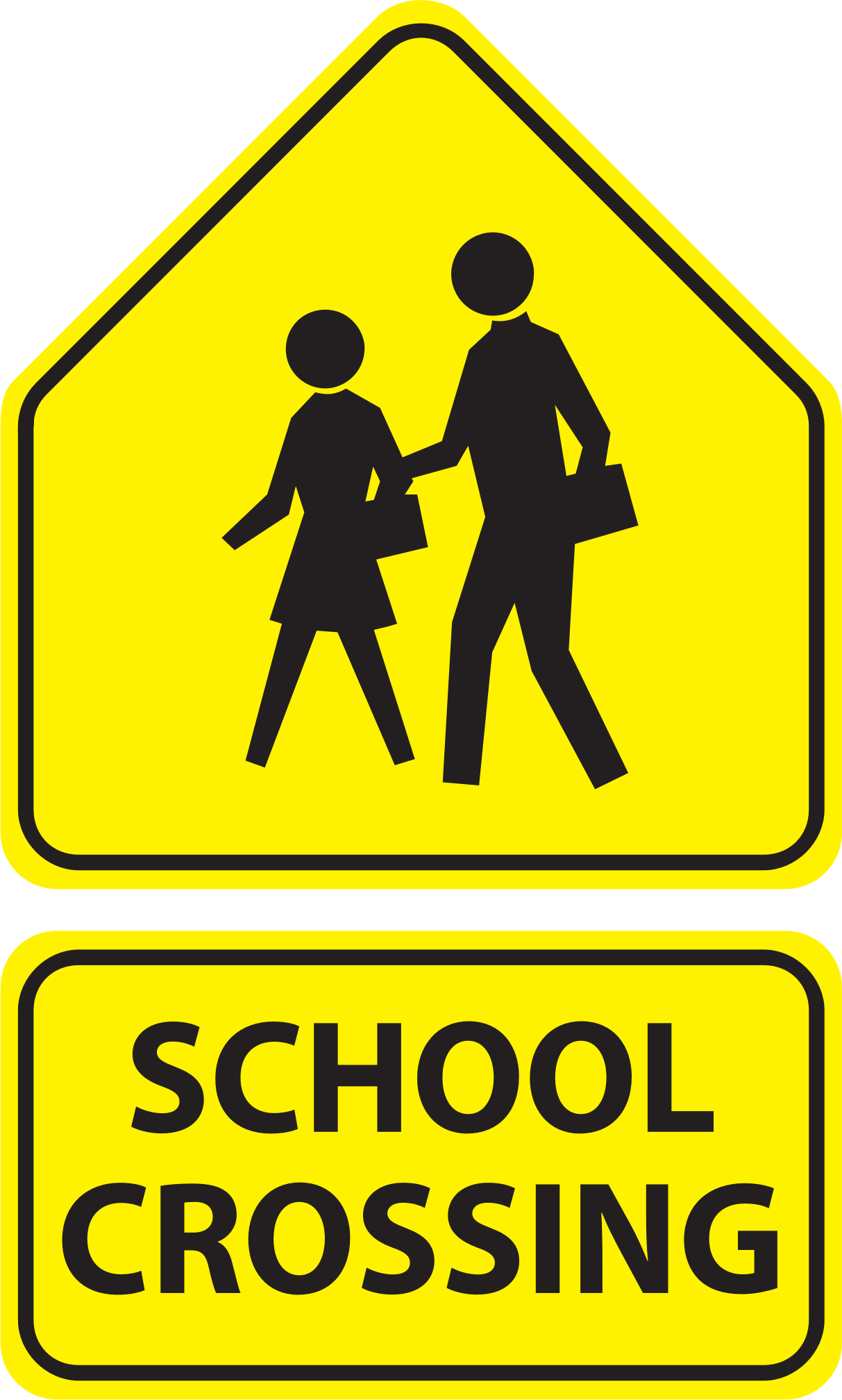 School Crossing Signs Clip Art Black And White Download - School Zone Sign Canada (1213x2016), Png Download