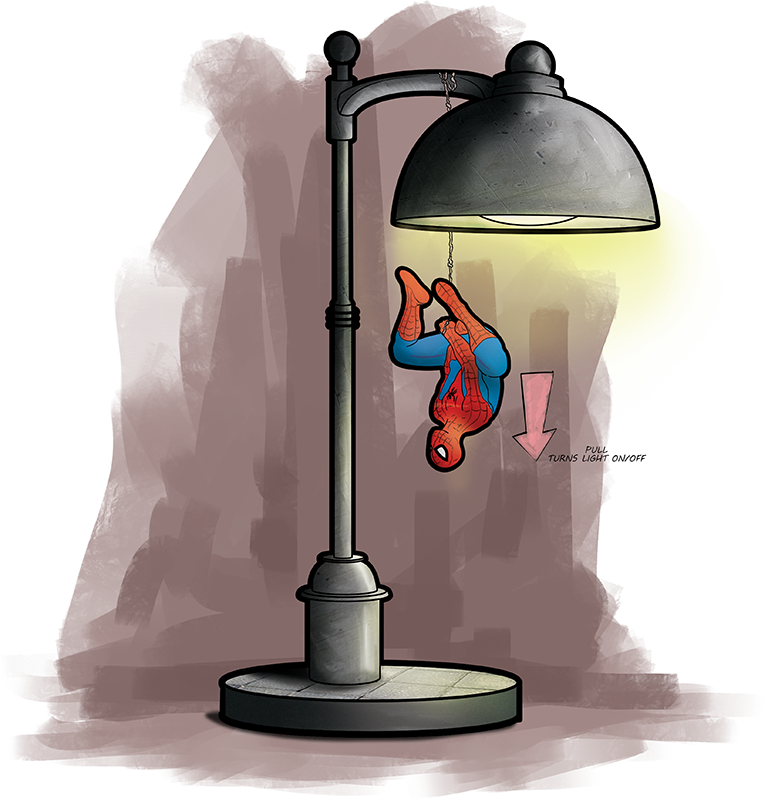 Spiderman Desk Lamp - Illustration (766x800), Png Download