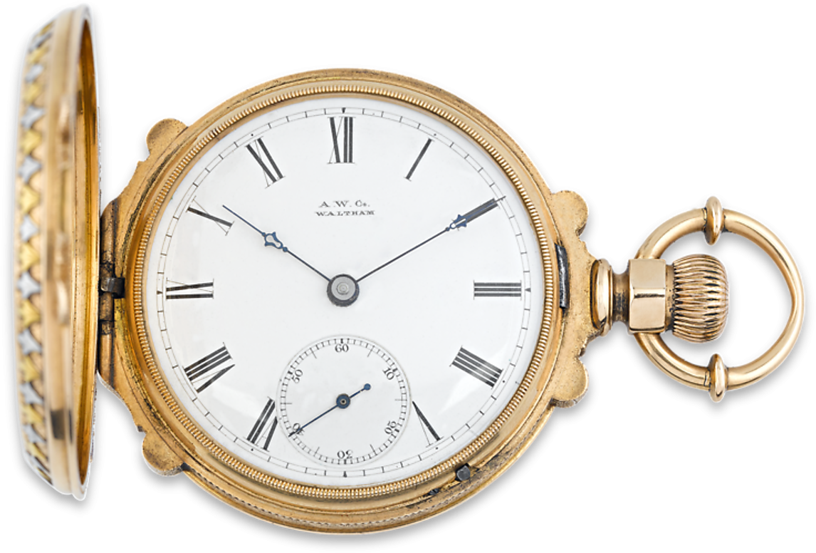 18k Gold Waltham Railroad Watch - Vacheron Constantin Pocket Key Wind Watch (1351x1080), Png Download