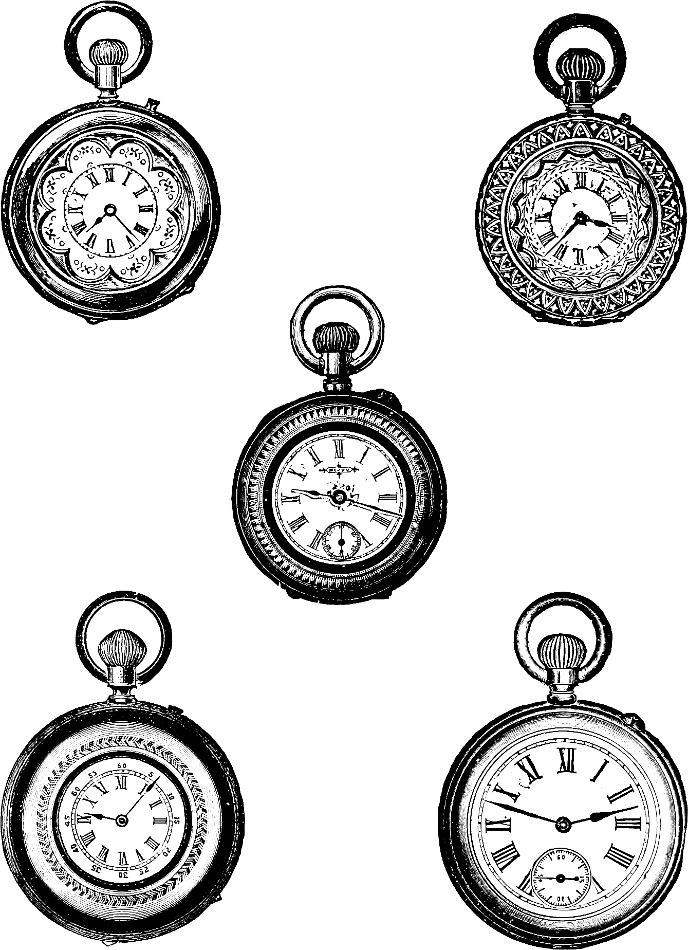 Pocket Watch Clipart Illustration - Pocket Watch Tattoo Motif (1358x1867), Png Download