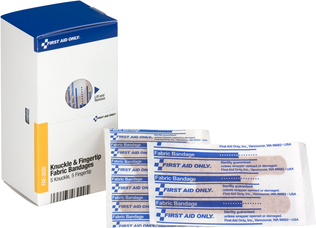 Knuckle & Fingertip Fabric Bandages Knuckle & Fingertip - First Aid Only Fae-3004 Sc Refill 3/4"x3" Plastic Bandages, (1200x1200), Png Download