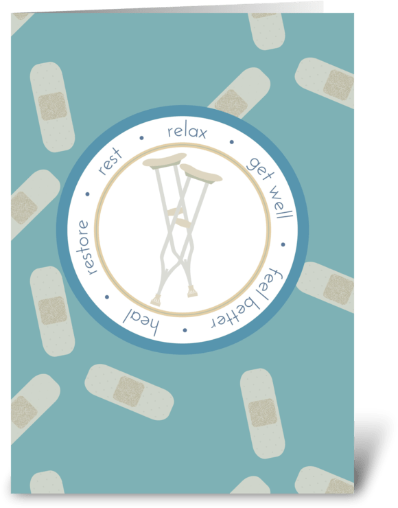 Crutches And Bandages - Crutches And Bandages - Injury Get Well Card (700x792), Png Download