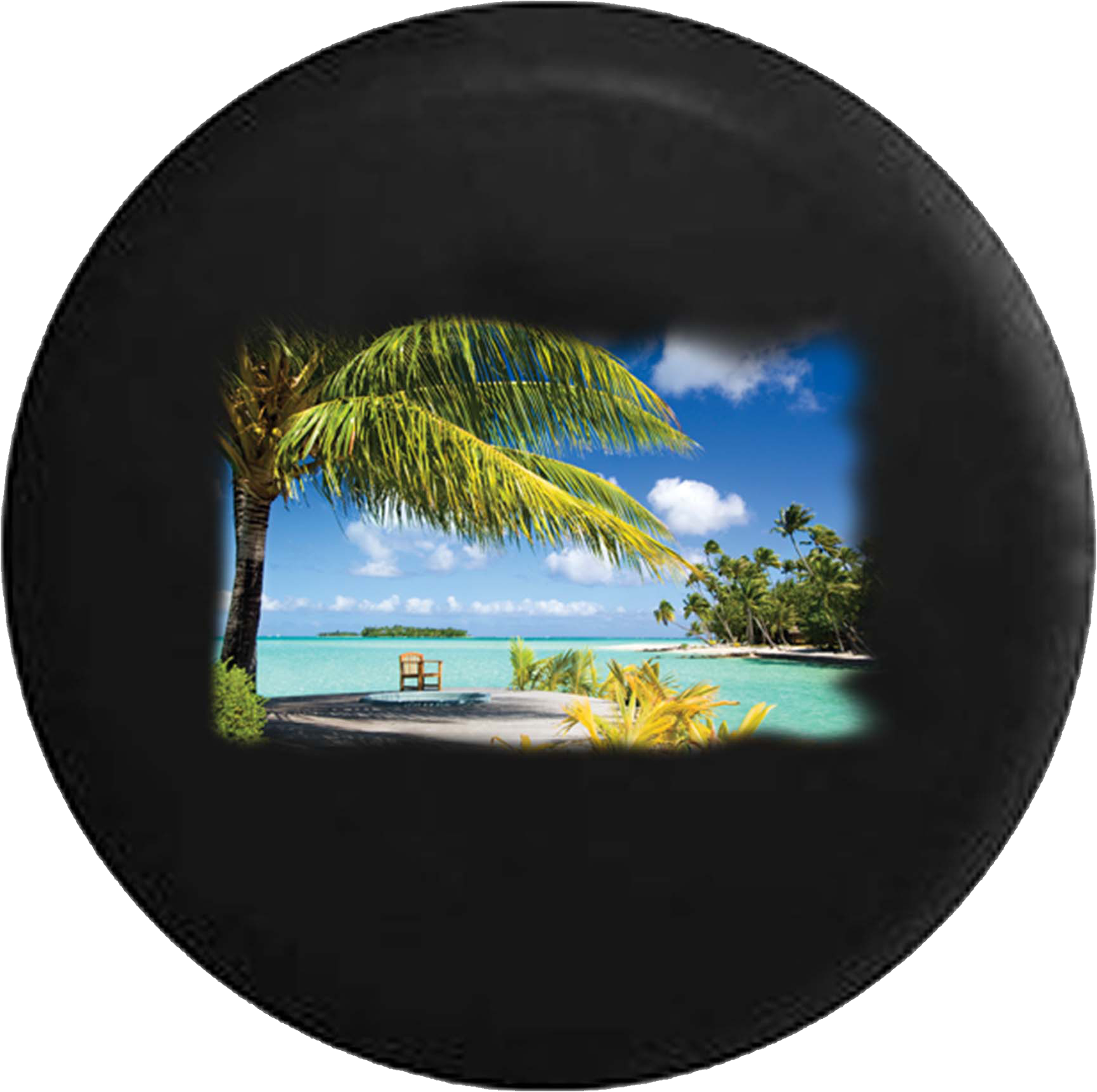 Tropical Island Beach Life Palm Trees Jeep Camper Spare (1725x1718), Png Download