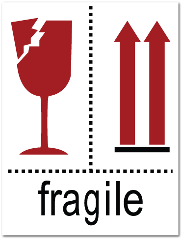 Fragile Broken Glass And Arrow Stickers - Fragile (500x500), Png Download