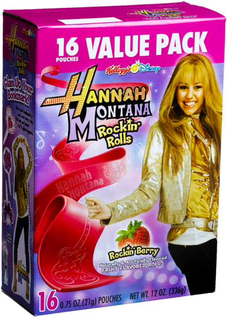 Kelloggs Disney Fruit Flavored Rolls, Hannah Montana (500x696), Png Download